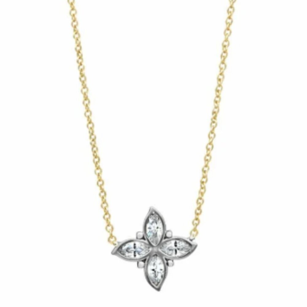 Freida Rothman Bloom Petal Pendant Necklace Sterling Silver & Gold 18" NEW